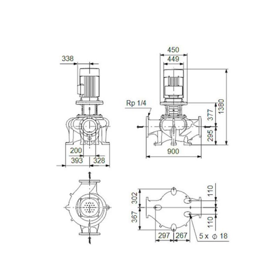 Inlinepomp TP 200-270/4-A-F-A-BQQE 400D 50HZ