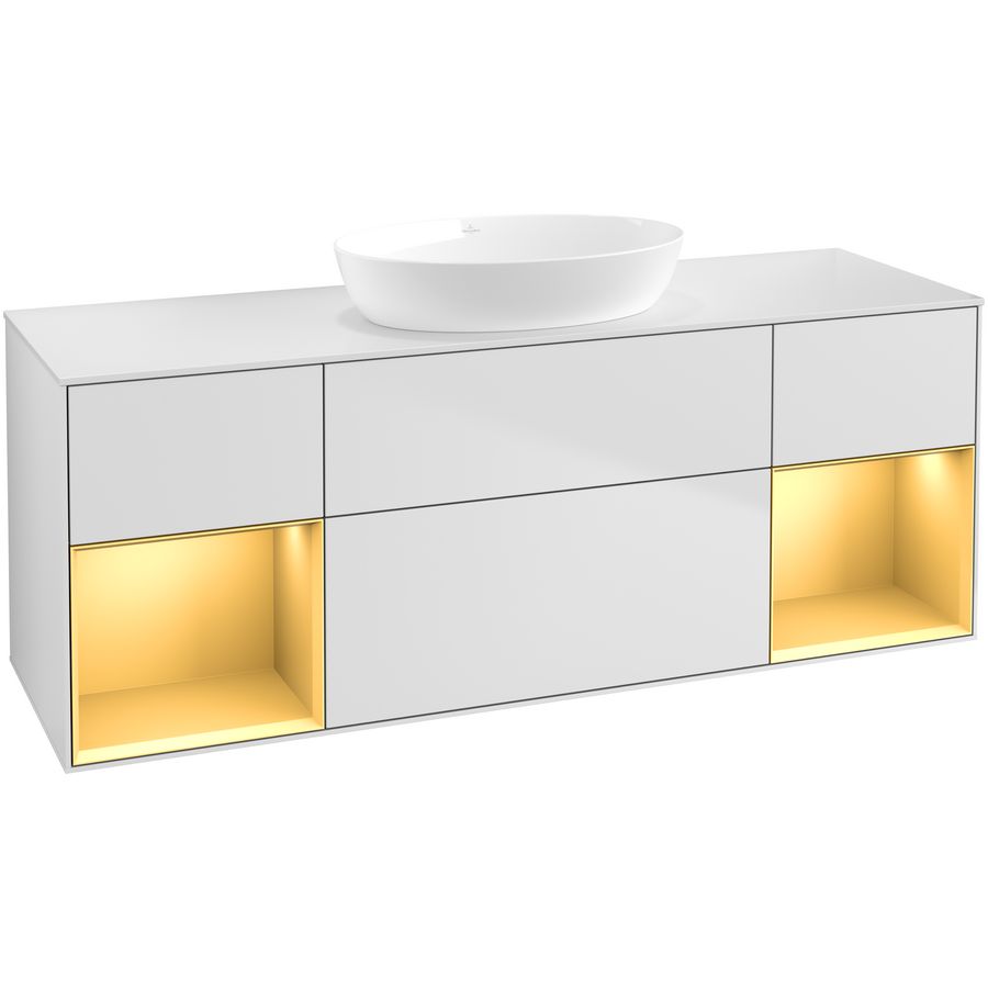 Wastafelonderkast Finion 1600x603x501mm White Matt Lacquer FD01HFMT