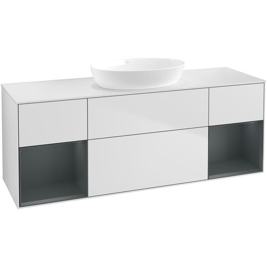 Wastafelonderkast Finion 1600x603x501mm White Matt Lacquer FD01HGMT