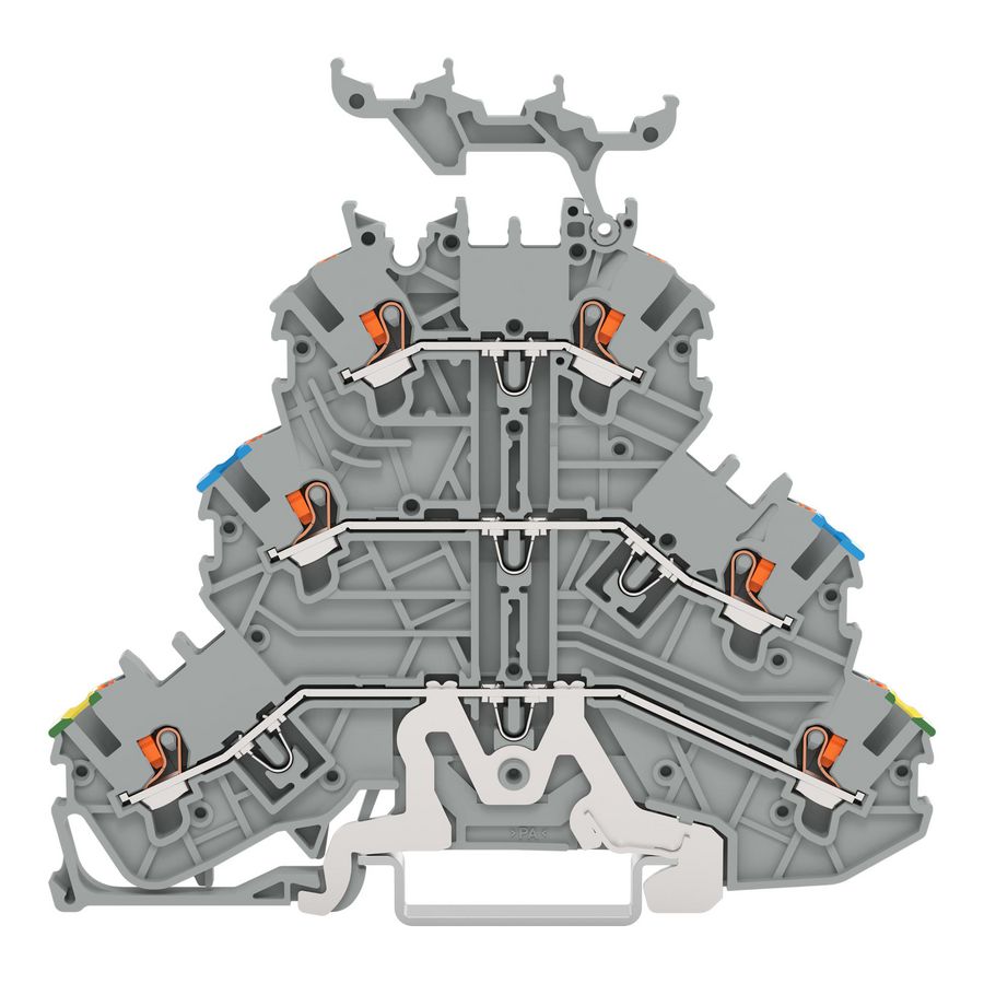 3-etageklem Aard-/rijg-/rijgklem Met drukknop grijs VVE=40