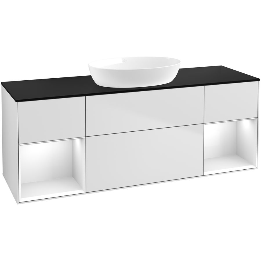 Wastafelonderkast Finion 1600x603x501mm White Matt Lacquer FD02GFMT