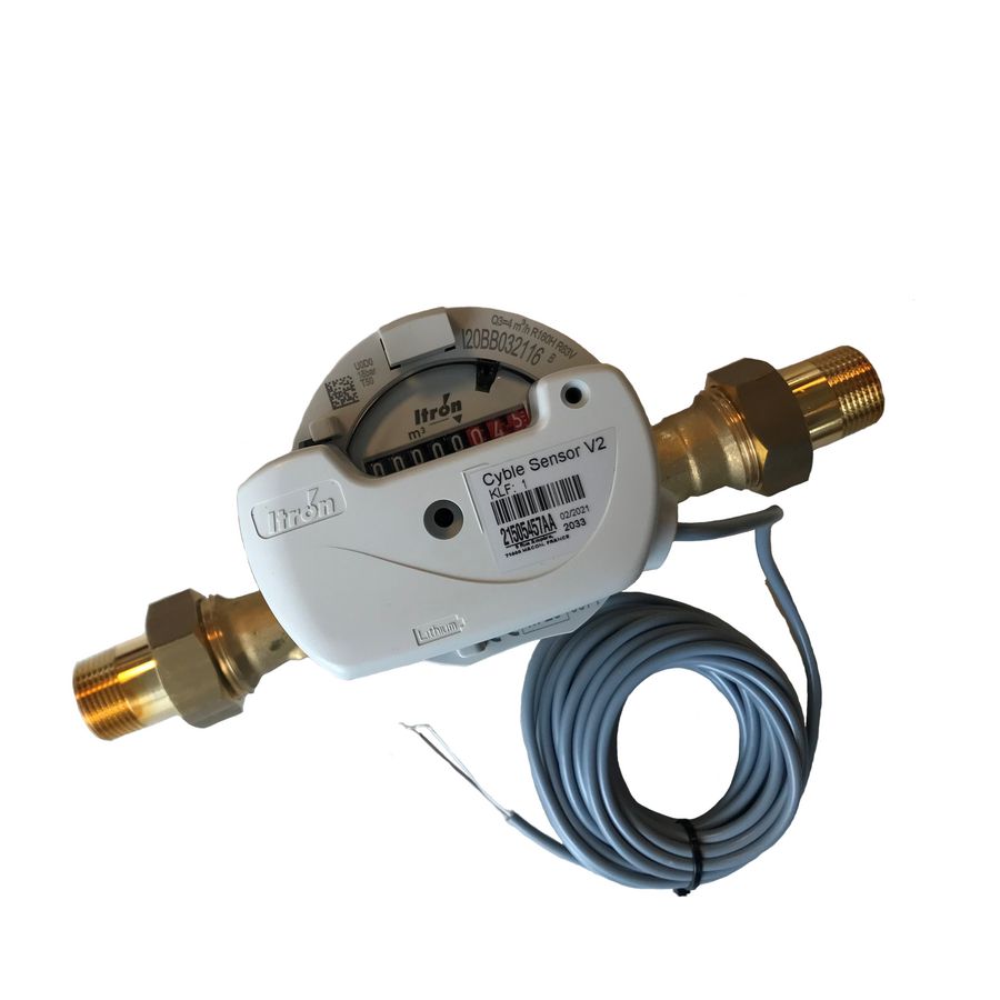Watermeter incl. koppeling incl. pulsgever 1" K=1
