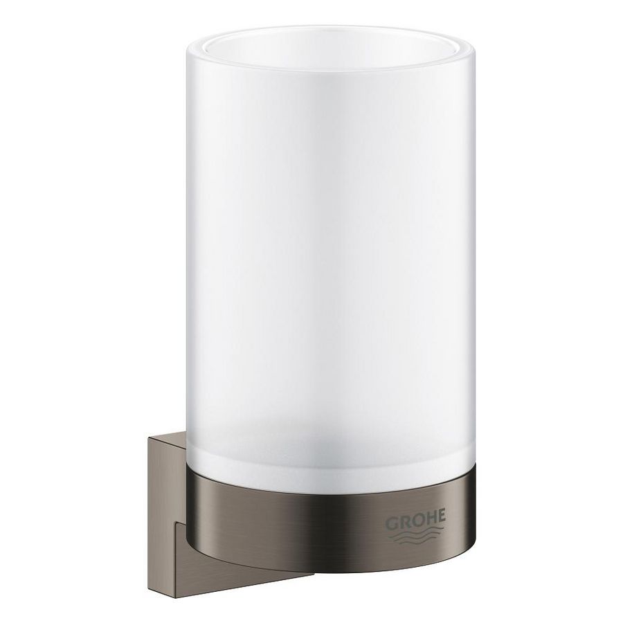 Selection houder voor glas en zeepdispenser 41027AL0hard graphite geborsteld (mat donker grijs)