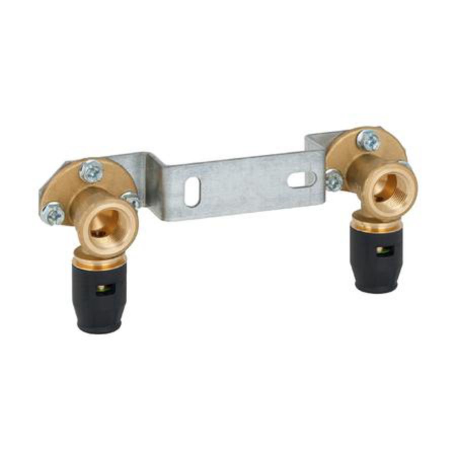 Geminibeugel 2x muurplaat hoh 153mm L=36 mm 16x1/2"bn.dr. PUSHFIT insteek
