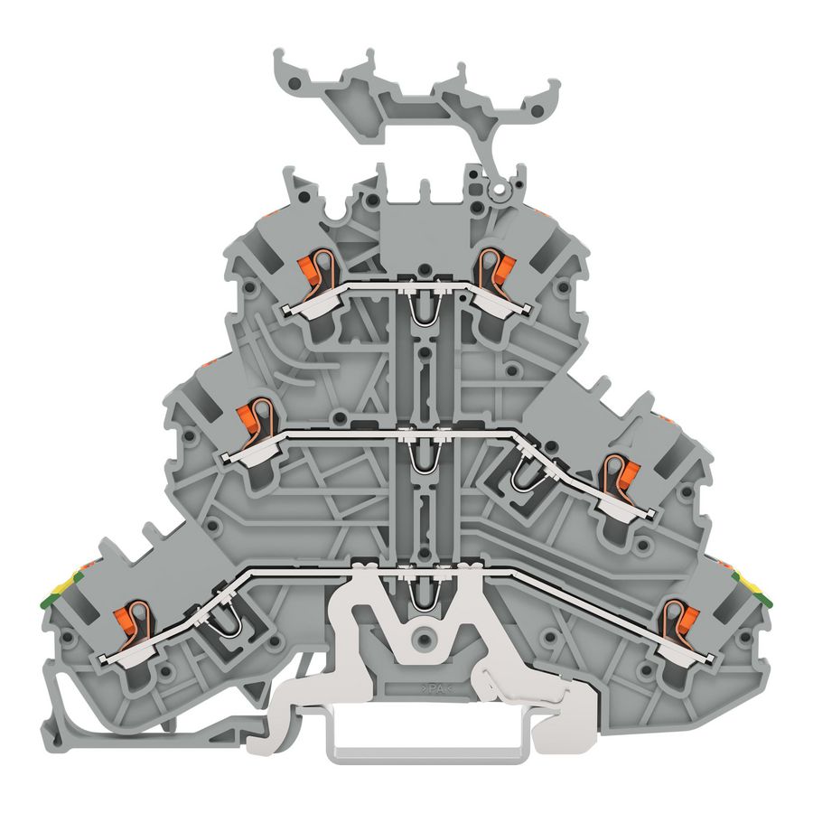 3-etageklem Aard-/rijg-/rijgklem Met drukknop grijs VVE=40