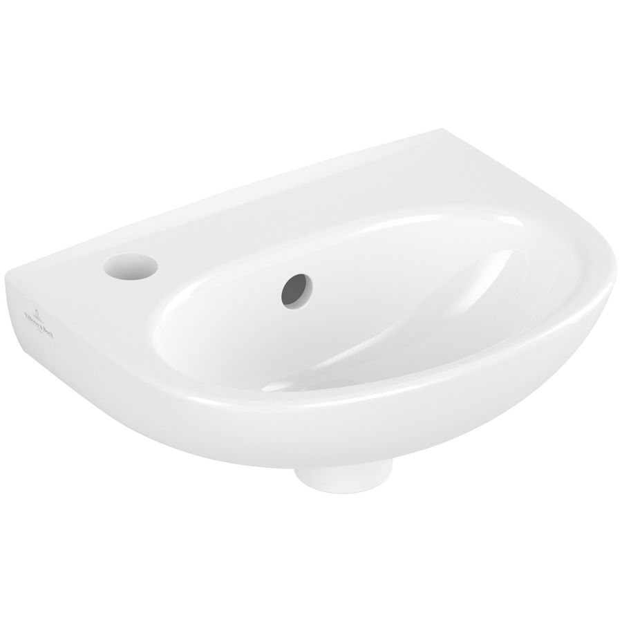 O.novo fontein met kraangat links + overloop 360x275mm wit alpin