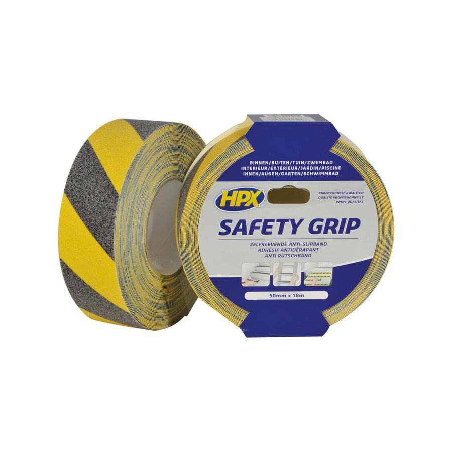 Zelfklevende tape HPX safety griptape 50mmx18m Zwart/Geel