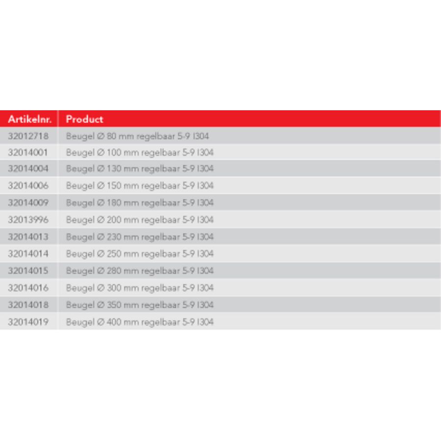 Beugel Ø180mm regelbaar 5-9 I304