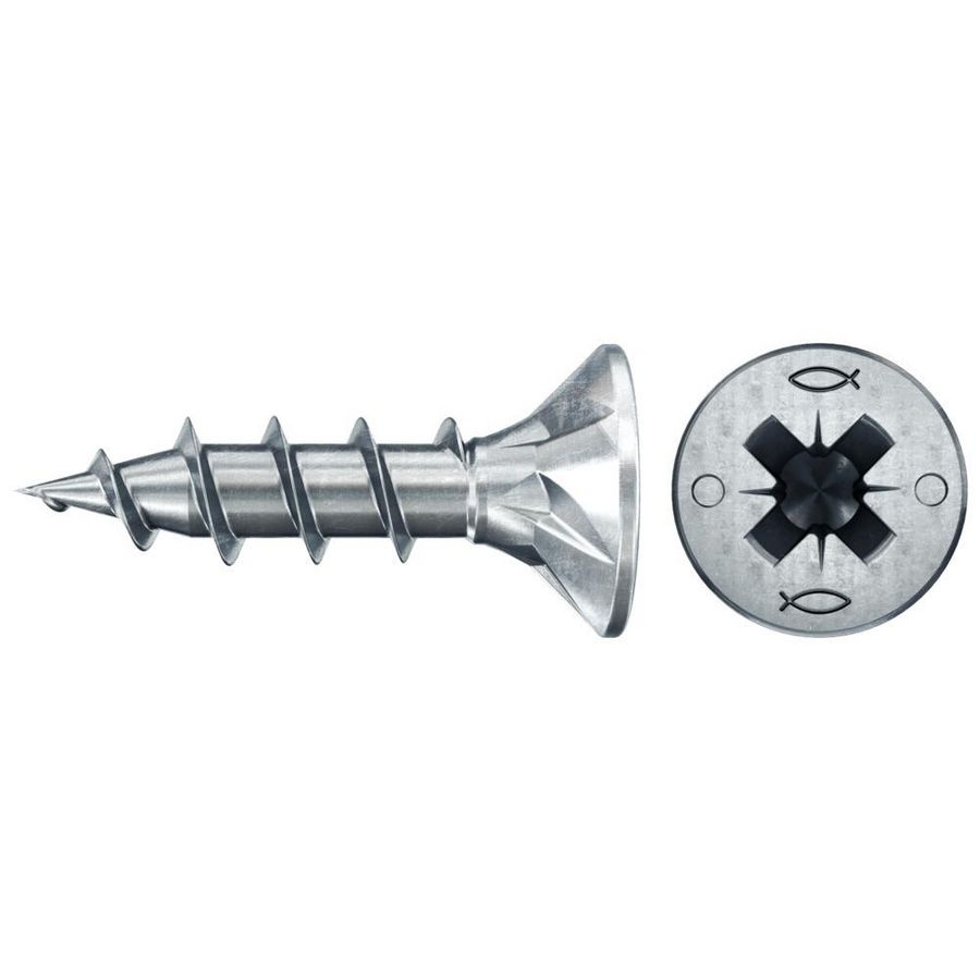 Spaanplaatschroef PowerFast 4x12mm PZ verzonken kop VD verzinkt VVE=300