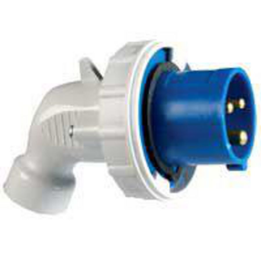 Hoek contactstop 230V 16A 3-polig IP67 kunststof P17