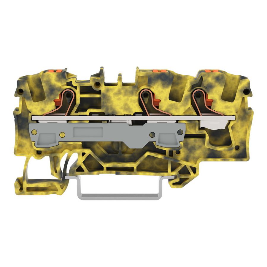 3-draads rijgklem Met drukknop 6mm² donkergrijs/geel VVE=25