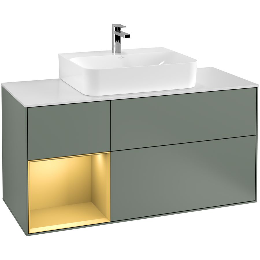 Wastafelonderkast Finion 1200x603x501mm Olive Matt Lacquer F161HFGM
