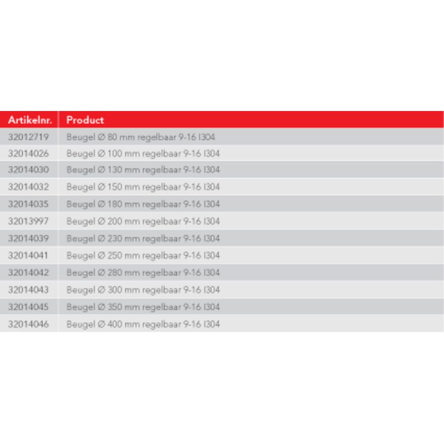 Beugel Ø300mm regelbaar 9-16 I304