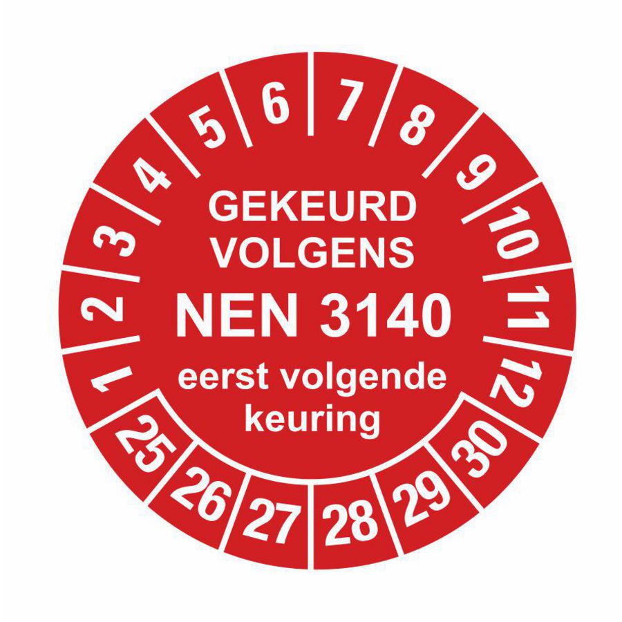 Ultra Des. Vinyl NEN-3140-ROOD-Ø25mm boek/100 stickers