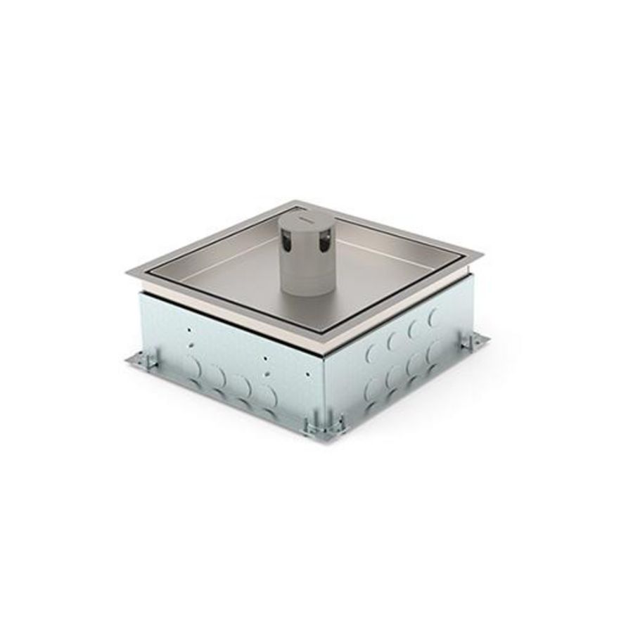 Vloercontactdoos instort 80mm 4x wandcontactdoos 8x data uitsparing RVS T25 IP55