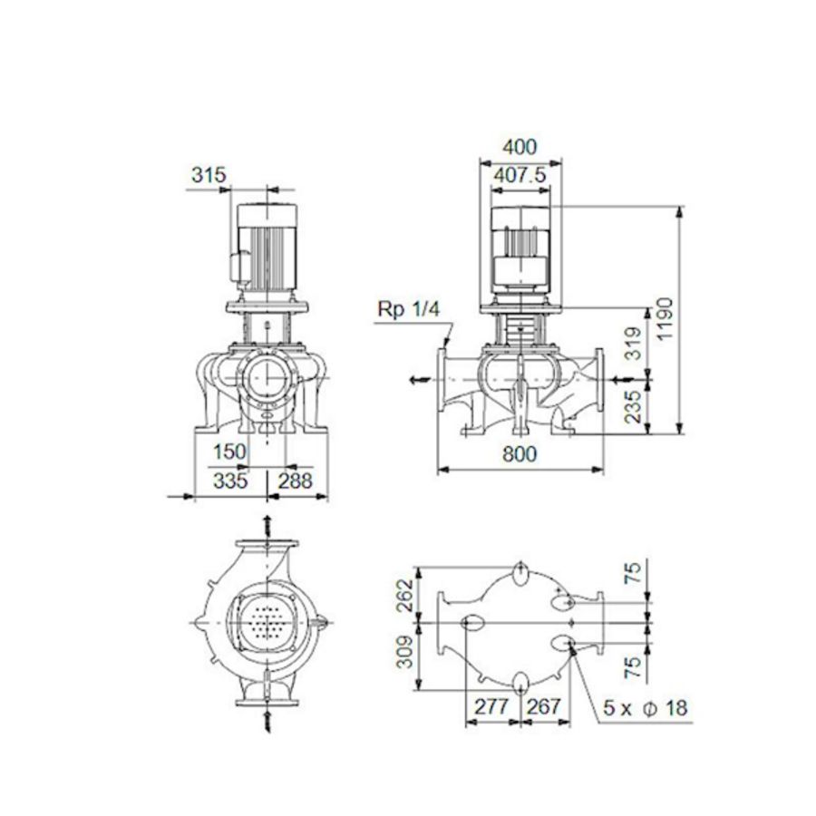 Inlinepomp TP 150-340/4-A-F-A-BQQE 400D 50HZ