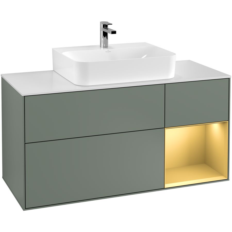 Wastafelonderkast Finion 1200x603x501mm Olive Matt Lacquer F171HFGM