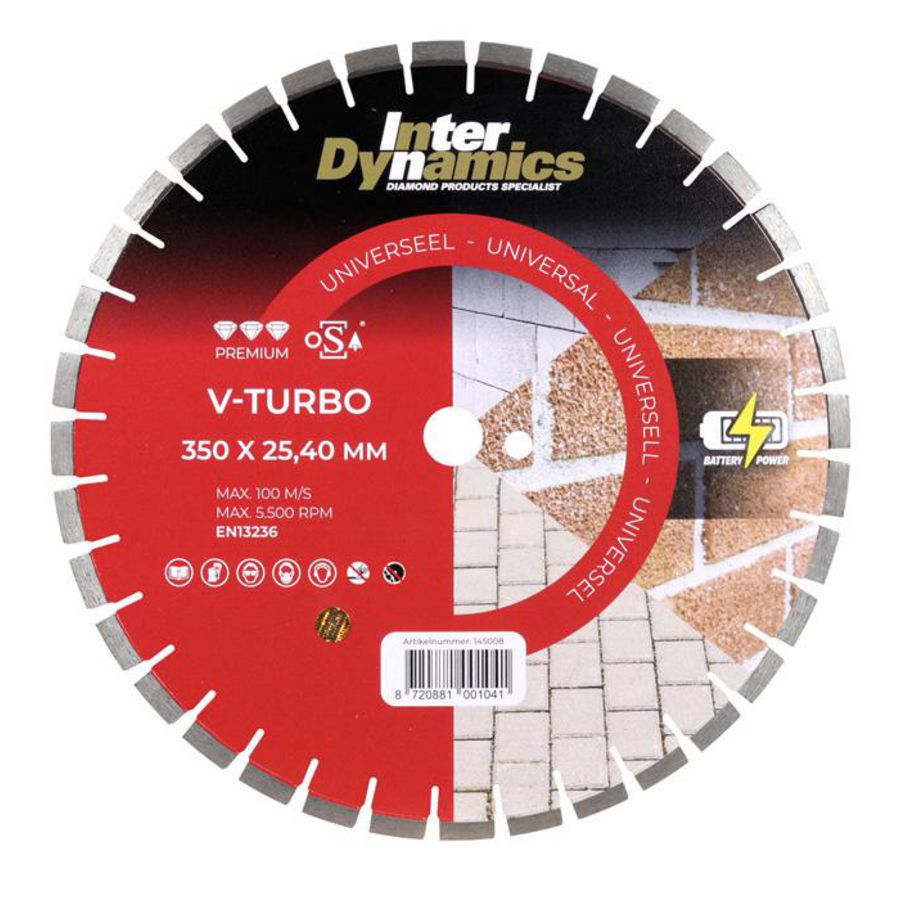 Diamantzaagblad 350mm asgat 25.4mm