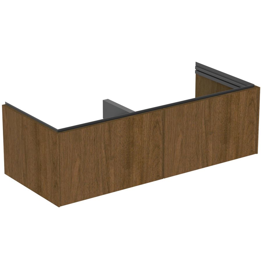 Wastafelmeubel 1200x505x370mm m. 2 Laden SC Dark Walnut Conca