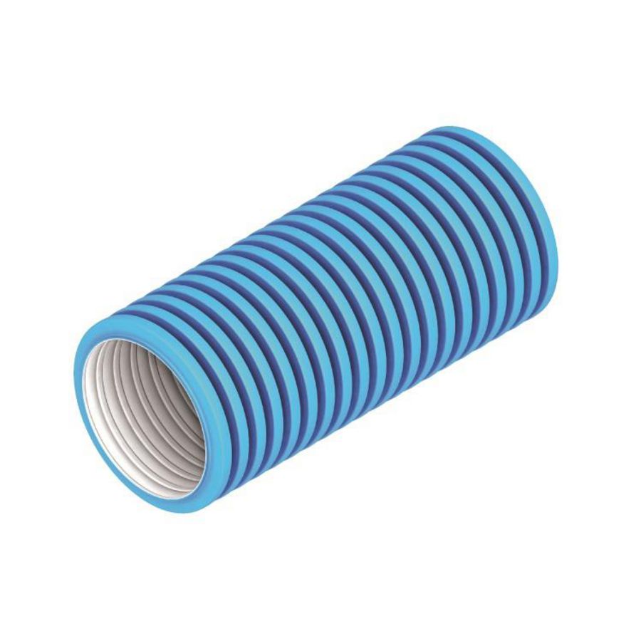 Rol a 40m. Hybalans+ flexibel kanaal/ flexibele buis Ø75mm blauw 75/63