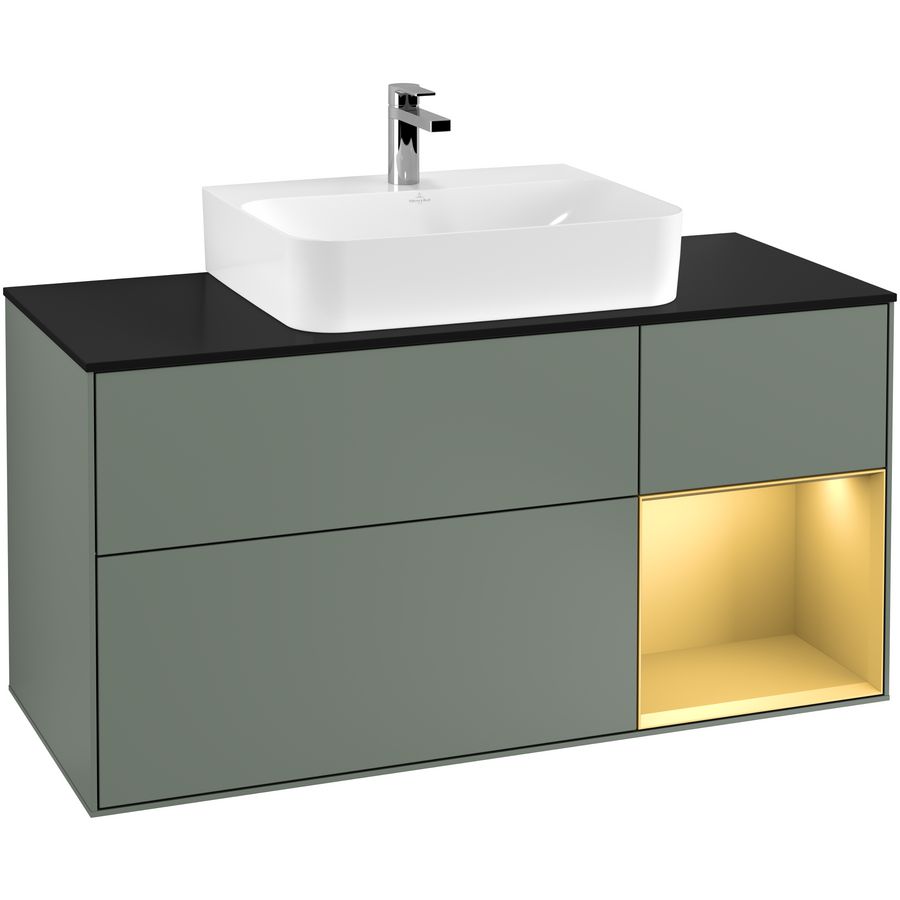 Wastafelonderkast Finion 1200x603x501mm Olive Matt Lacquer F172HFGM