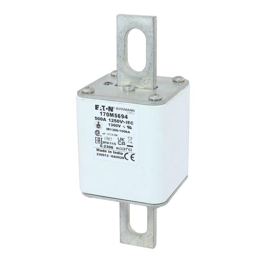 Zekering hoge snelheid 500A AC 1250V 100kA 2 61x77x1 VVE=3