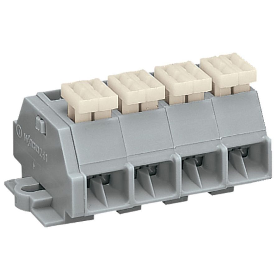 4-draads klemmenstrook 1 zijde knop 261-204/332-000 VVE=100