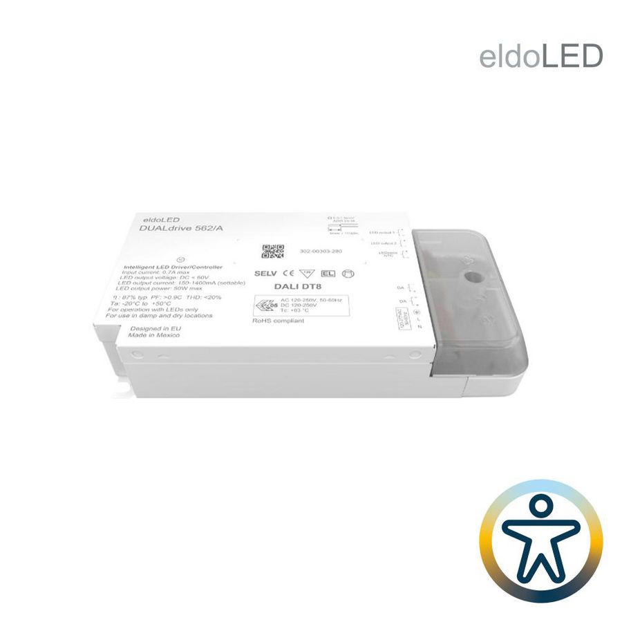 Voeding LED eldoLED DUALdrive 562/A - DT8 driver 50W