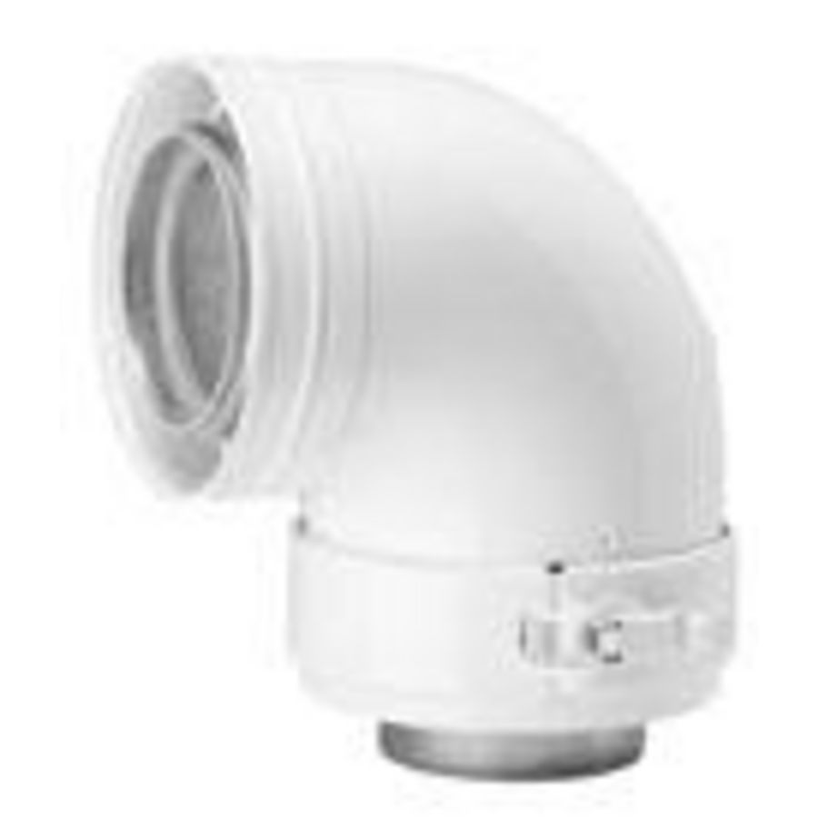 Bocht 90° TwinSafe+ ALU 80/125 wit