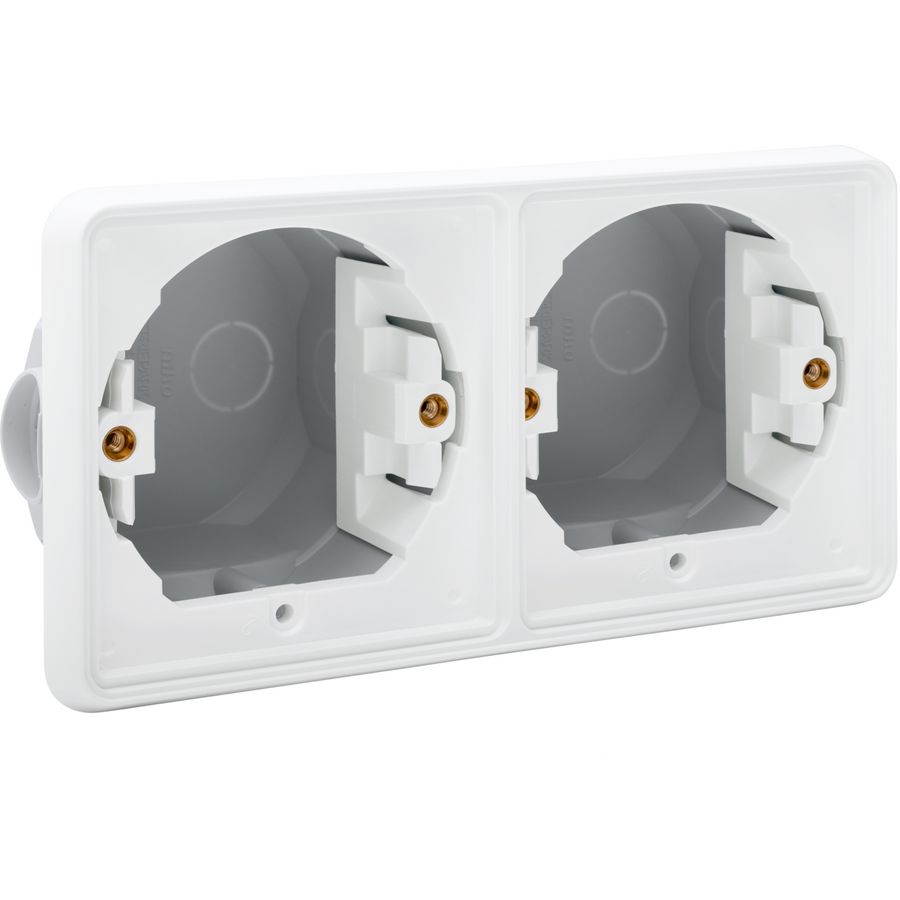 Spuitwaterdichte 2-voudige HOR inbouwdoos 2 functies wit