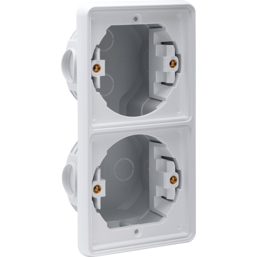 Spuitwaterdichte 2-voudige VERT inbouwdoos 2 functies grijs