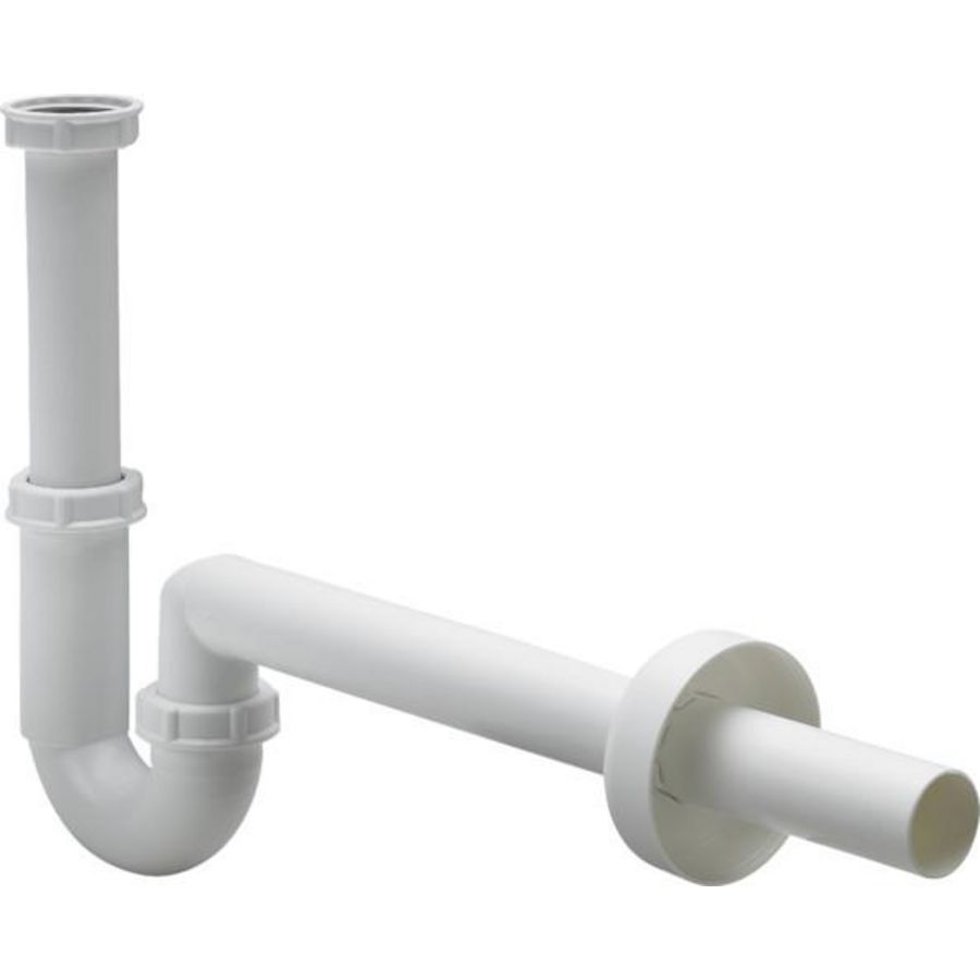 Buissifon PP wit 1.1/4"x32mm incl. muurbuis + rozet