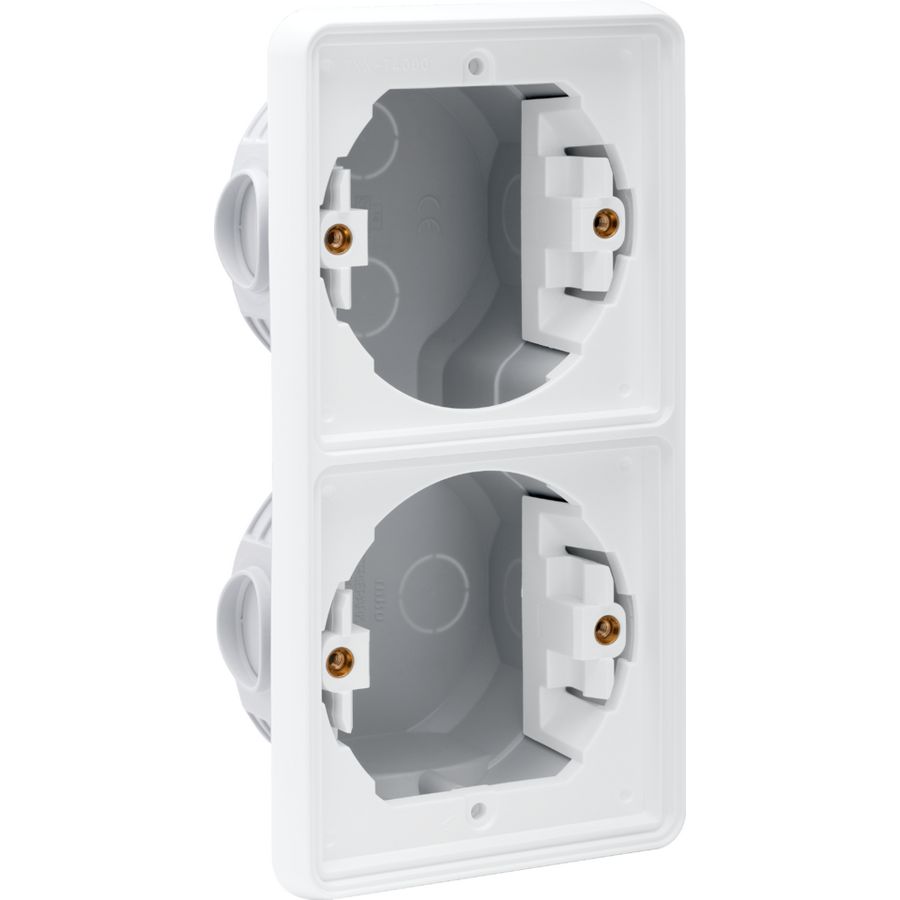 Spuitwaterdichte 2-voudige VERT inbouwdoos 2 functies wit