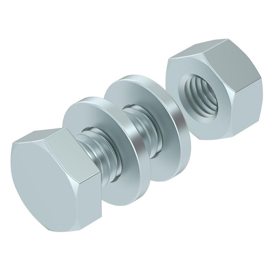 Zeskantbout moer sluitring M6x12 staal vuurverzinkt VVE=100