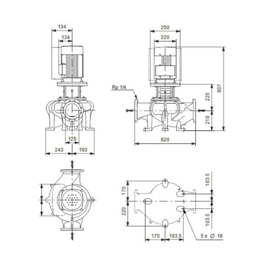 Inlinepomp TP 125-95/4-A-F-A-BQQE 400D 50HZ