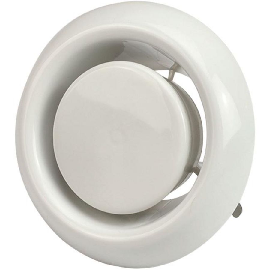 Kunststof ventilatieventiel ø125mm wit met klemveren DVLF125
