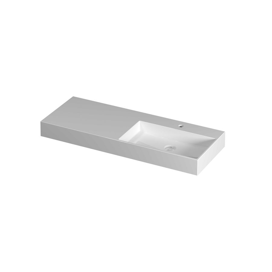 Wastafel porselein R 1 kraangat 1200x450x110 Glans wit United INK
