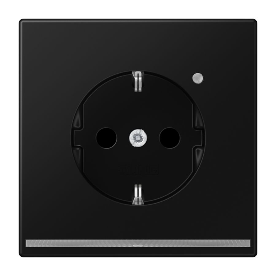 Wandcontactdoos grafiet zwart met LED & lichtsensor LS990