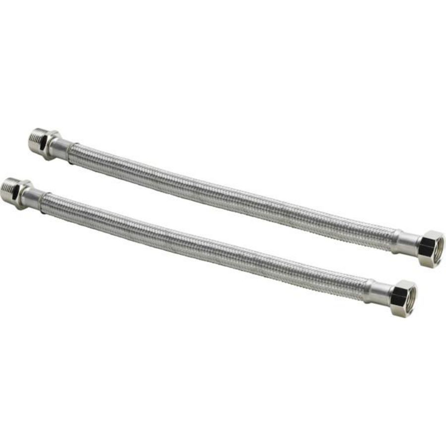 Flexibele Aansluitslang 1/2x300 x1/2 Set rubber/asgrijs