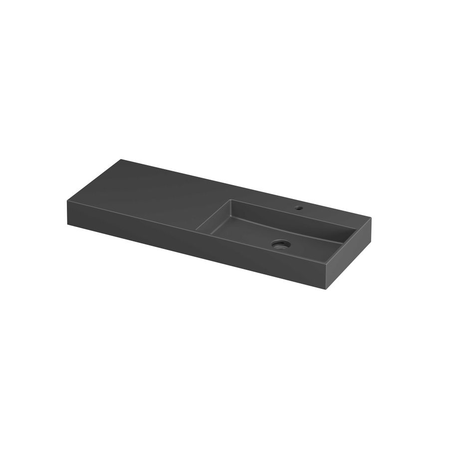Wastafel porselein R 1 kraangat 1200x450x110 Mat zwart United INK