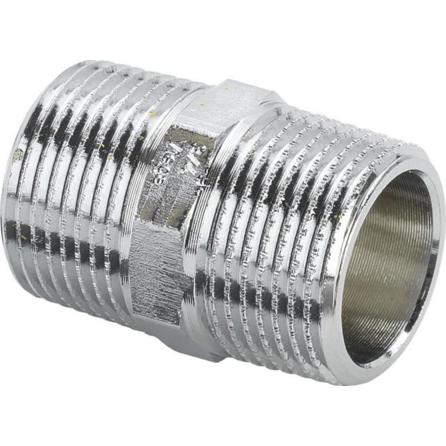 Dubbele Nippel 1 brons/verchroomd VVE=5