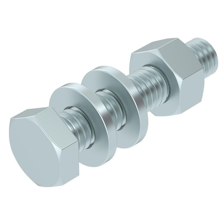 Zeskantbout moer sluitring M6x30 staal vuurverzinkt VVE=100