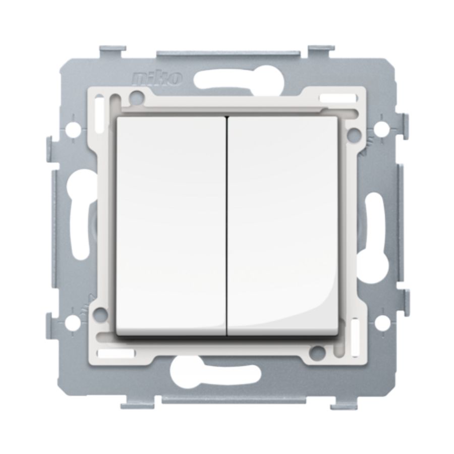 2-voudige schakelaar insteek sokkel/afw.set hoogglans wit