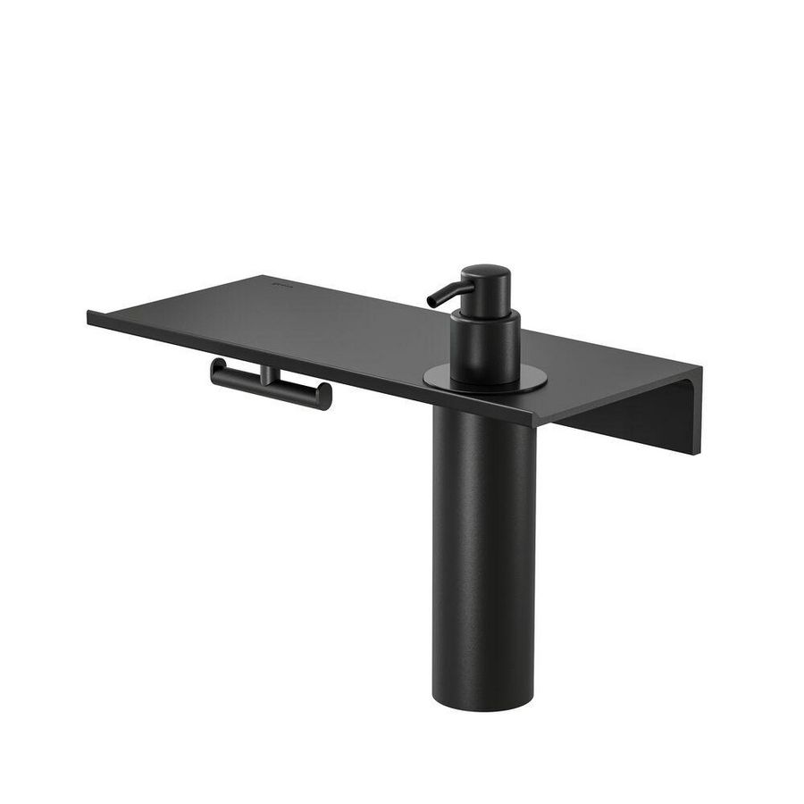 Planchet metaal 280mm+zeepdispenser 200ml. + handdoekhaak Black LEEV