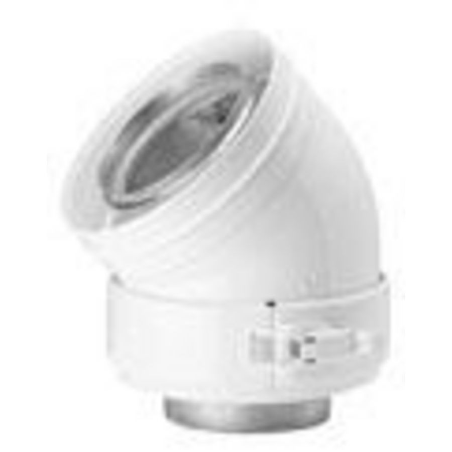 Bocht 45° TwinSafe+ ALU concentrisch 80/125 wit