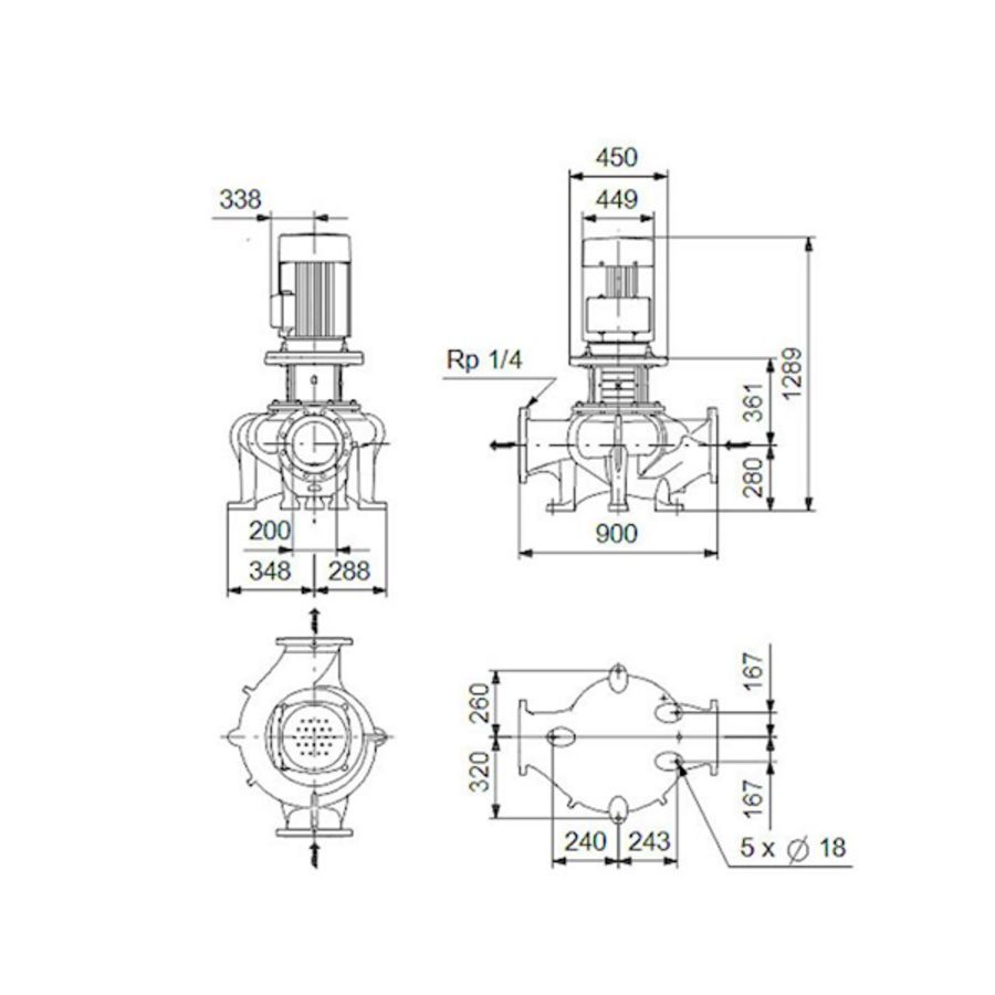 Inlinepomp TP 200-290/4-A-F-A-BQQE 400D 50HZ