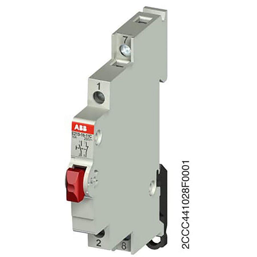 Drukknop kleur rood 16A 1M+1V