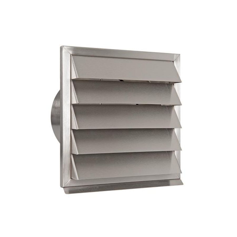 RVS buitenrooster Eco+ vaste lamellen+terugslagkl Ø180mm