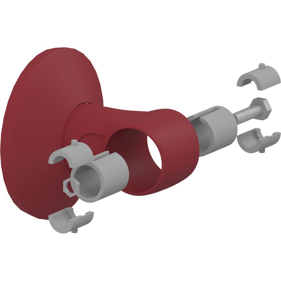 Wandconsole met strop en verbindingsdelen (man/vrouw) rood
