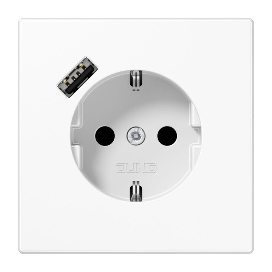 Wandcontactdoos m.lader a.wit v.USB type A LS990